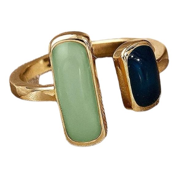 Alloy Dark Blue and Aqua Cuff Ring - Picture 4 of 6